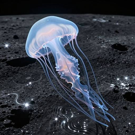 Colossal Jellyfish Illuminates Lunar Landscape