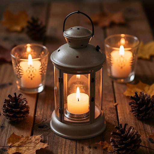 Cozy Vintage Candlelight Autumn Scene