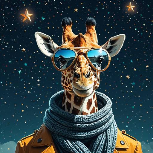 Stylish Giraffe in Aviator Goggles and Scarf