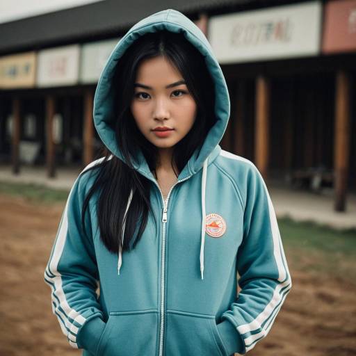 Realistic Vintage Tracksuit Portrait of Girl