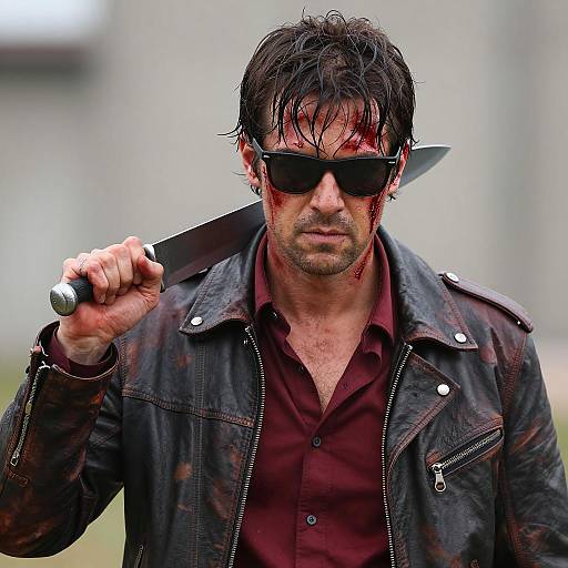 Intense Portrait of a Bloodied Man