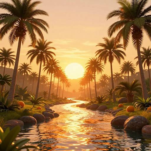 Surreal Tropical River at Golden Hour