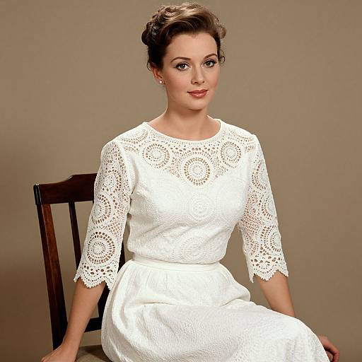 1960s Elegant Woman in Vintage Lace Dress