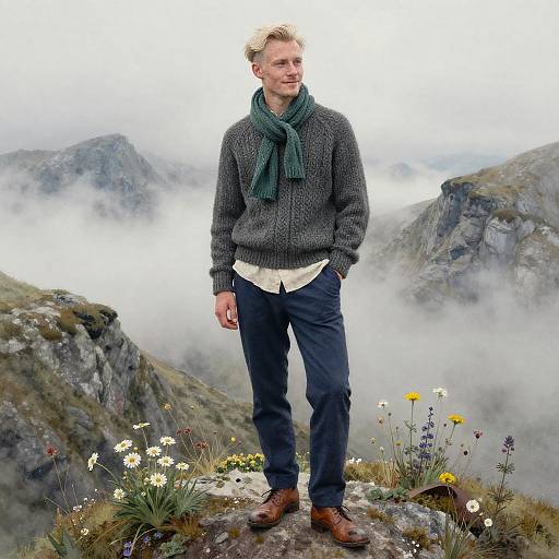 Ethereal Nordic Scene with Young Man