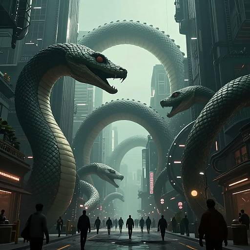 Cyberpunk Serpentine Urban Landscape