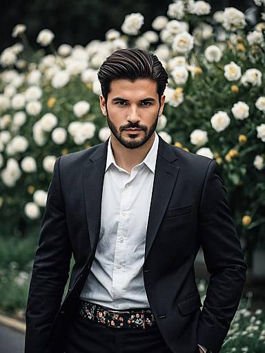 Outdoor Formal Man in Black Suit
