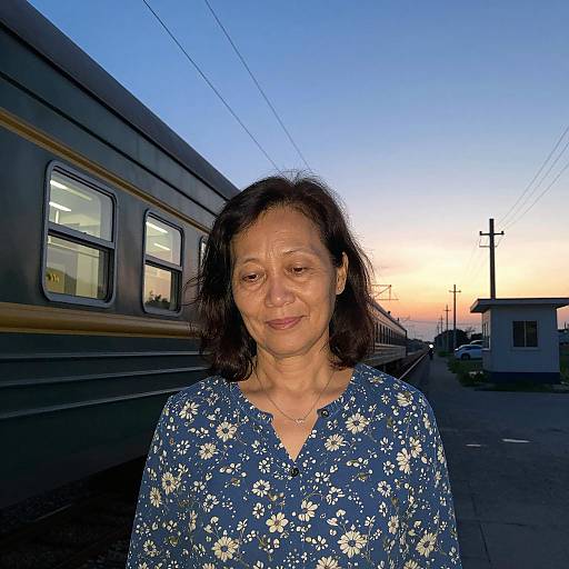 Dusk Portrait of a Woman by Train