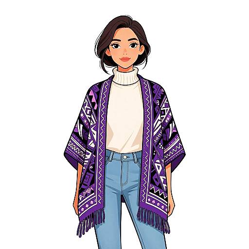 Bohemian Woman in Oversized Shawl