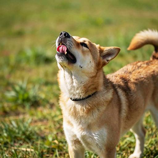 Playful Dog Licking Chest Outdoors