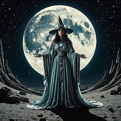 Moonlit Sorceress in Celestial Robe