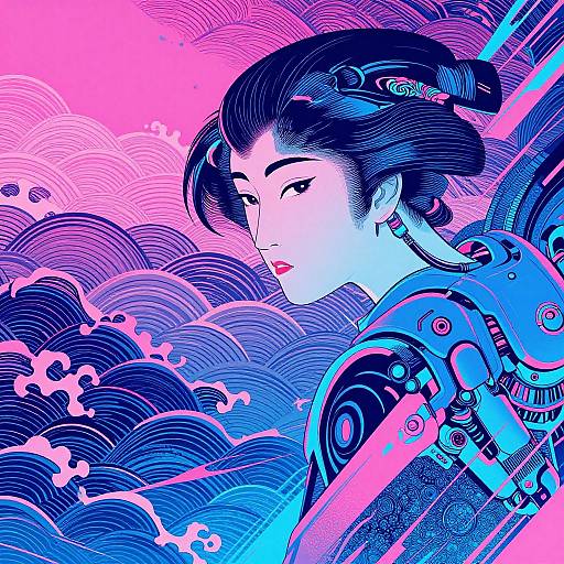 Ukiyo-e Cyberpunk Style Fusion