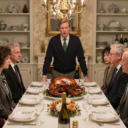 Elegant Formal Dinner Gathering in Focus