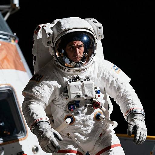 Intrepid Astronaut Amidst Space Debris