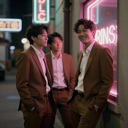 Urban Alleyway Scene with Neon Lights