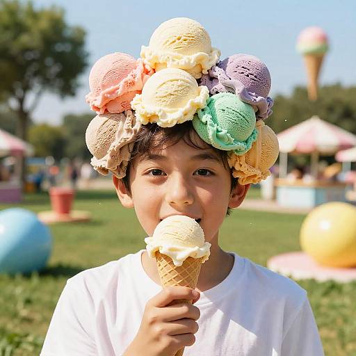 Surreal Ice Cream Hair in Summer Park