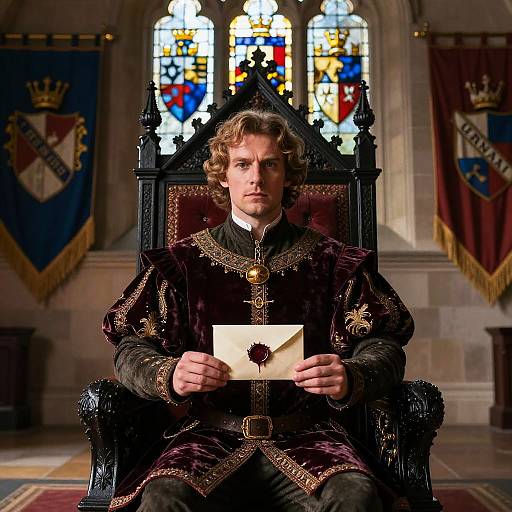 Regal Medieval Butler in Throne Room