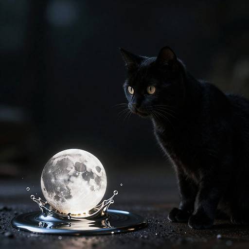 Black Cat with Mercury Moon Splash