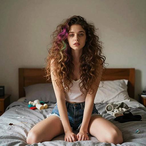 Charming Girl in a Cozy Bedroom Scene