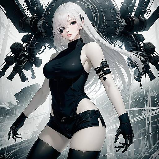 Illustration of A2 (nier:automata), nier (series) in the style of Yadapot