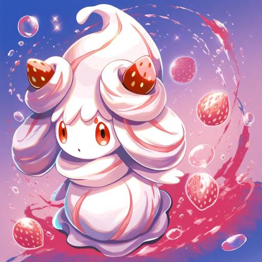 Illustration of Alcremie (strawberry sweet), pokemon in the style of Mikimoto haruhiko