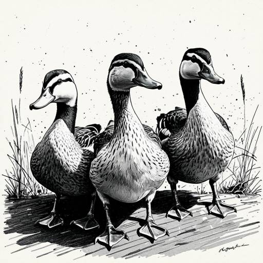 Sketch of Three Ducks Standing Together