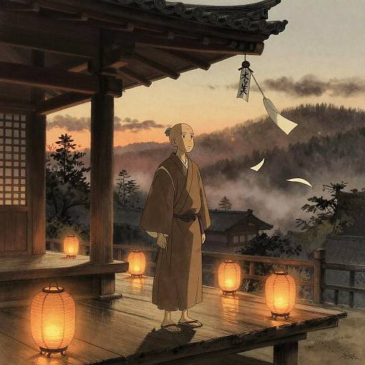 Spirited Away-Inspired Mountain Temple Sunset