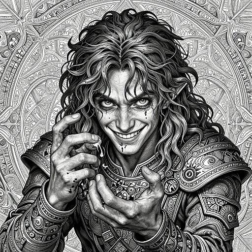 Mischievous Kender Line Art Treasure