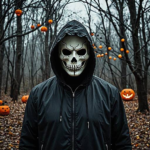 Creepy Halloween Scene with Skeletal Horror