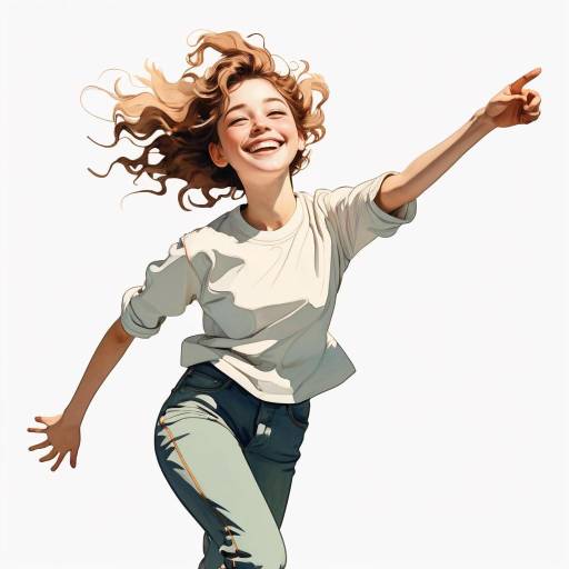 Excited Teenage Girl Illustration in Minimalist Style Excited Teenage Girl Illustration in Minimalist Style