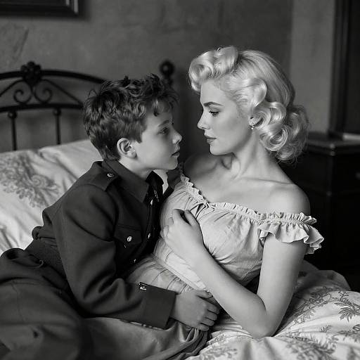 Vintage Black and White Portrait of Intimacy