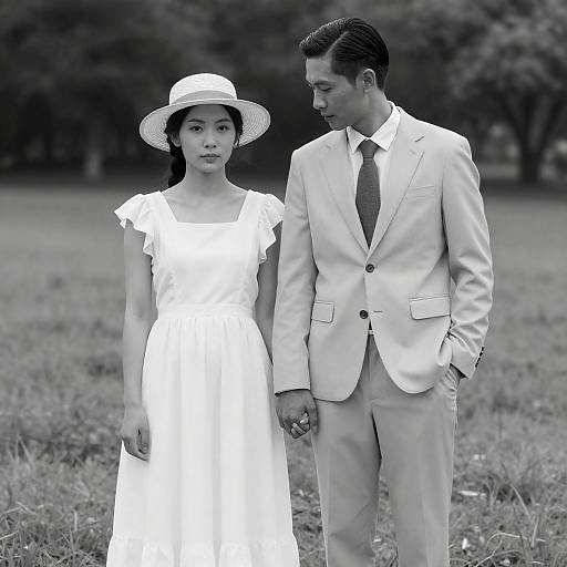 Romantic Black-and-White Field Photograph