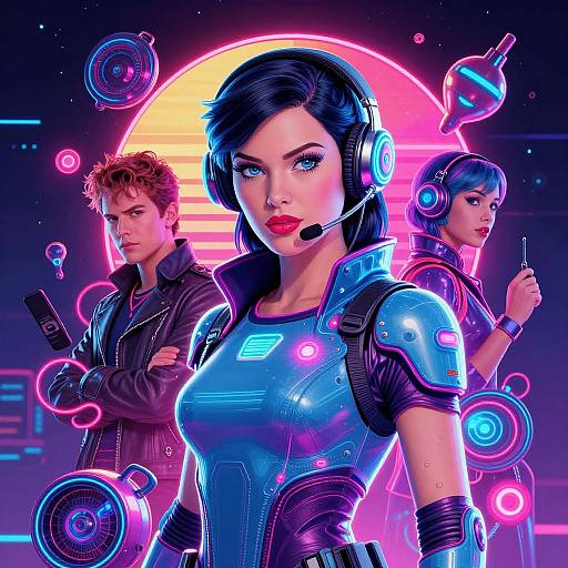 Neon Retro Sci-Fi Woman Poster