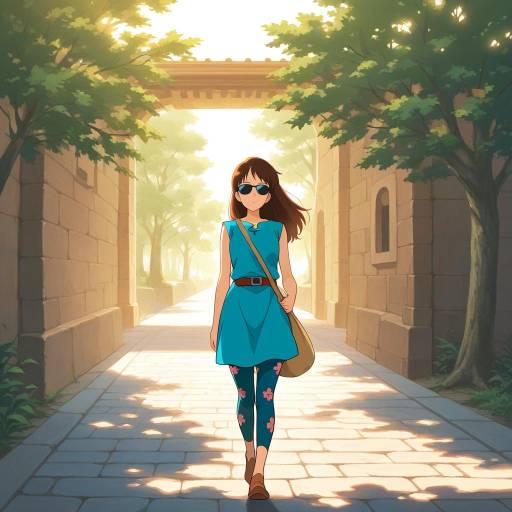 Ghibli-Inspired Girl in Dusk Courtyard Ghibli-Inspired Girl in Dusk Courtyard