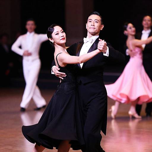 Elegant Couple Dancing on Stage
