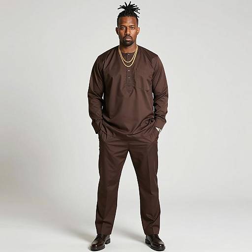 Black Man in Brown Traditional African Outfit