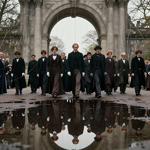 Victorian Procession Before Ethereal Archway