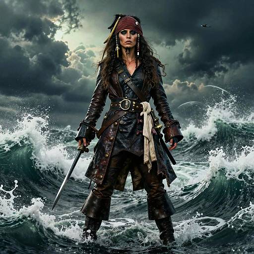 Fearless Pirate Queen Amid Stormy Seas