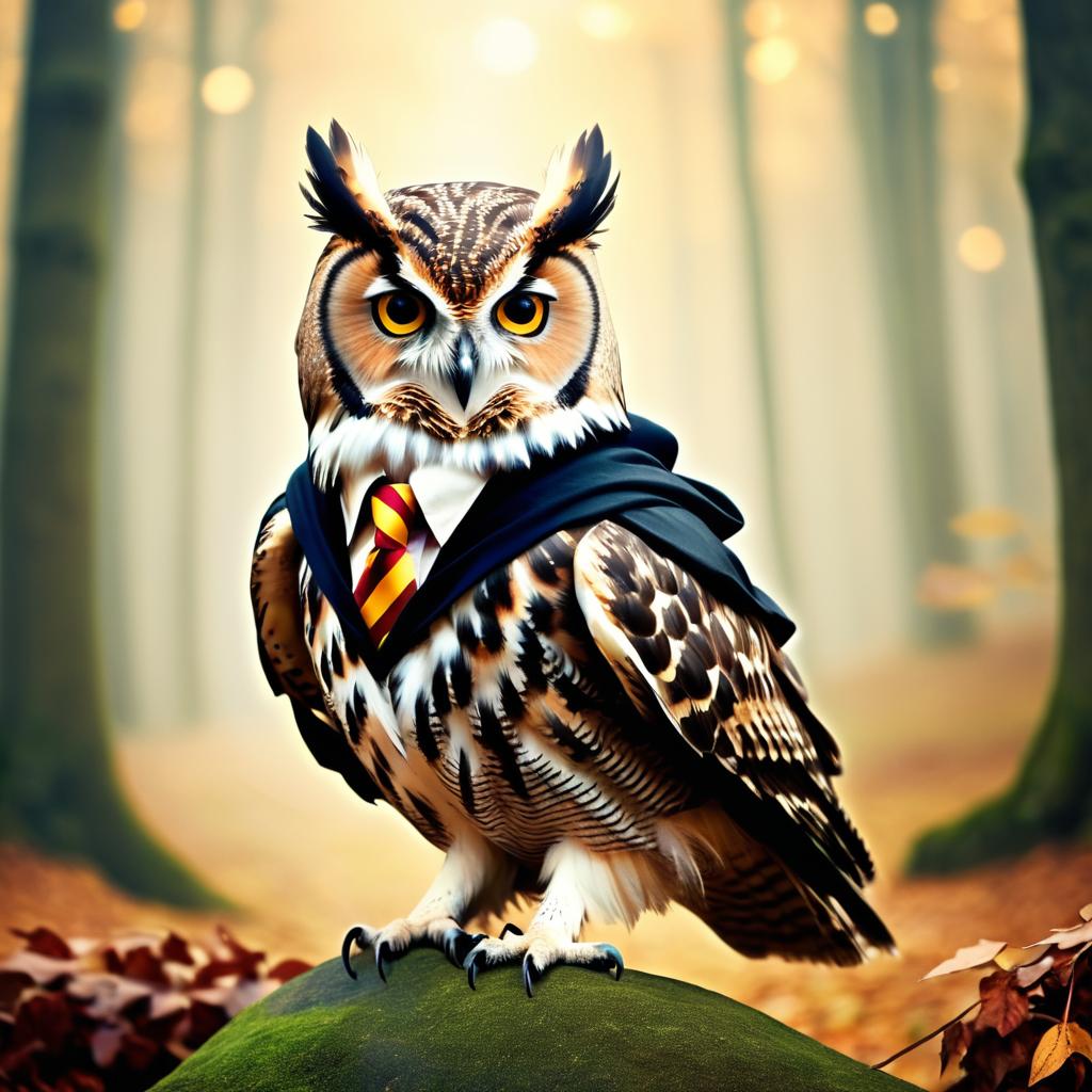 Whimsical Owl in Harry Potter Costume