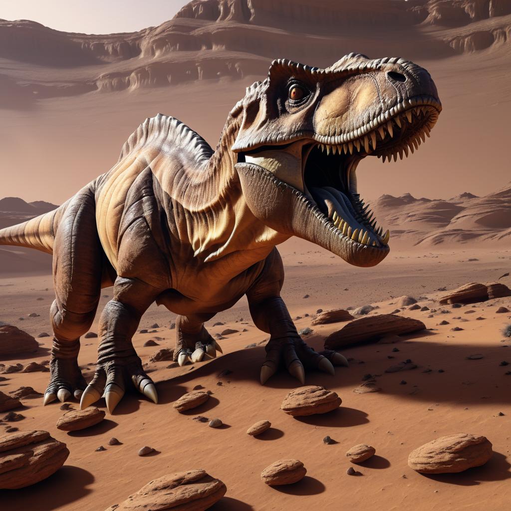 T-Rex with Alien Features on Mars