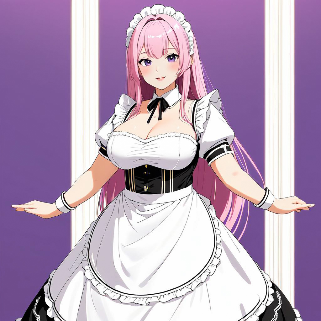 Charming Maid in Elegant Costume