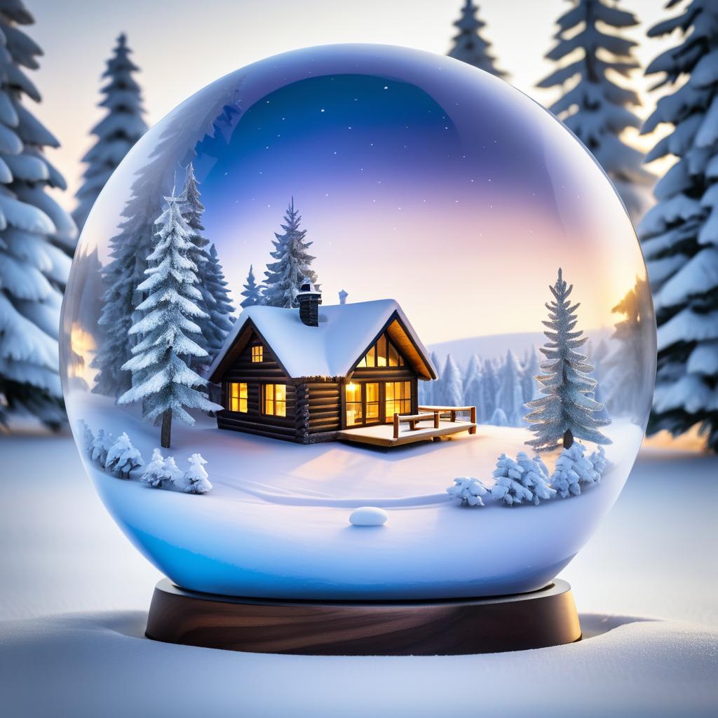 Cozy Cabin in a Winter Snow Globe