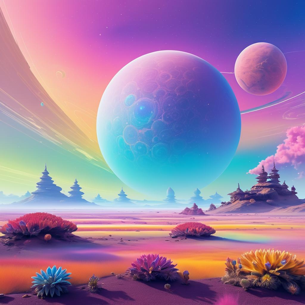 Surreal Alien Landscape with Exotic Flora