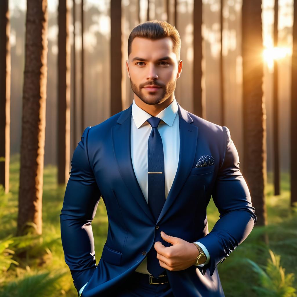 Confident Businessman in Serene Forest