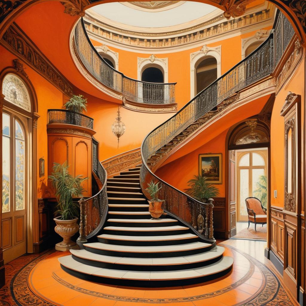 Ornate Staircase in Vintage Style