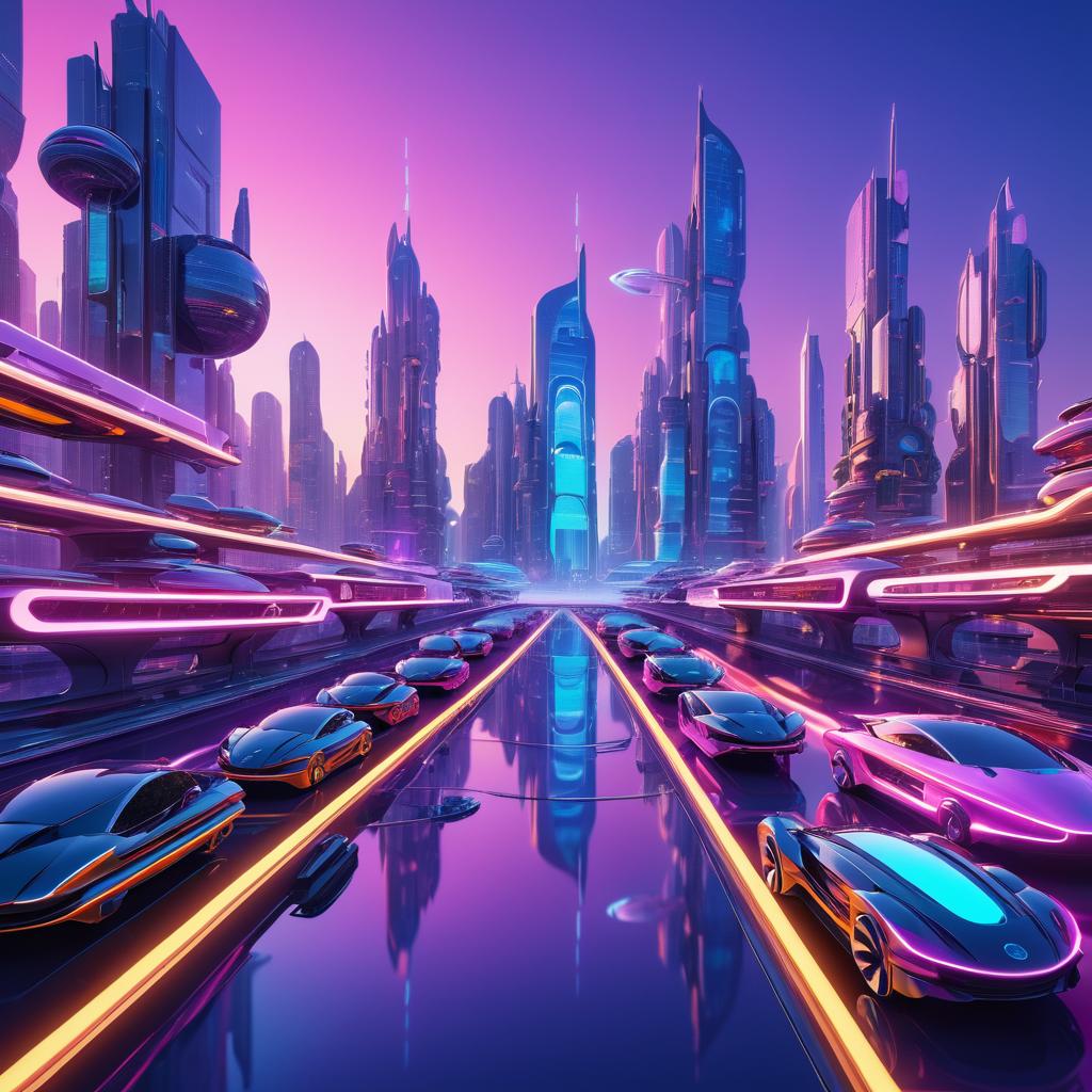 Futuristic Cityscape with Neon Lights