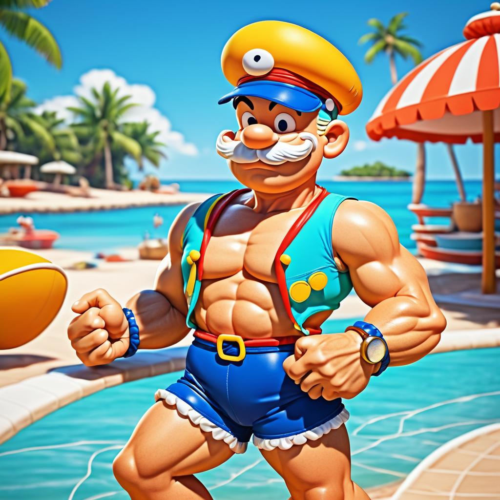 Popeye in a Playful Swimsuit Design