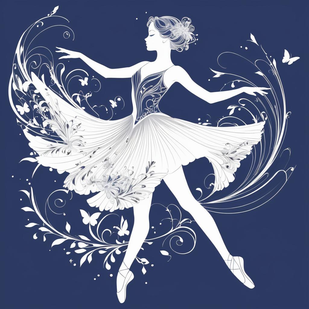 Elegant Ballerina with Butterflies and Wind