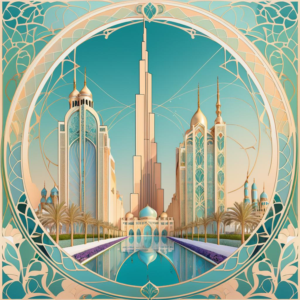 Art Nouveau Dubai: Mucha Inspired Illustration