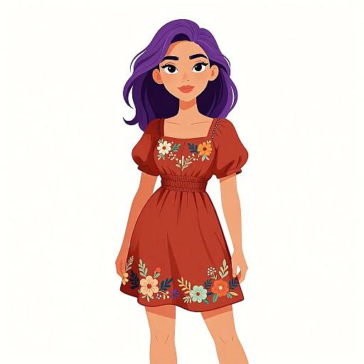 Bohemian Woman in Rust Dress