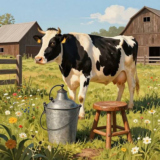 Vintage Dairy Milker Set in Countryside